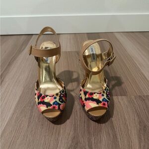 Steve Madden Floral & Glitter Peep-Toe Heels